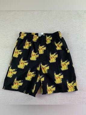 Pokemon boy's Pikachu Print swim trunks in black yellow size L(14-16)